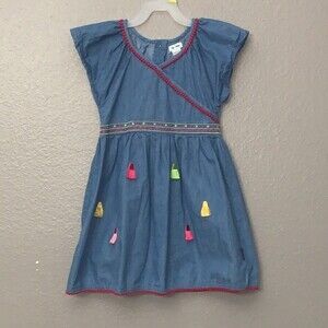 Le Top girl Chambray Pom Pom trim and tassel detail Size 5